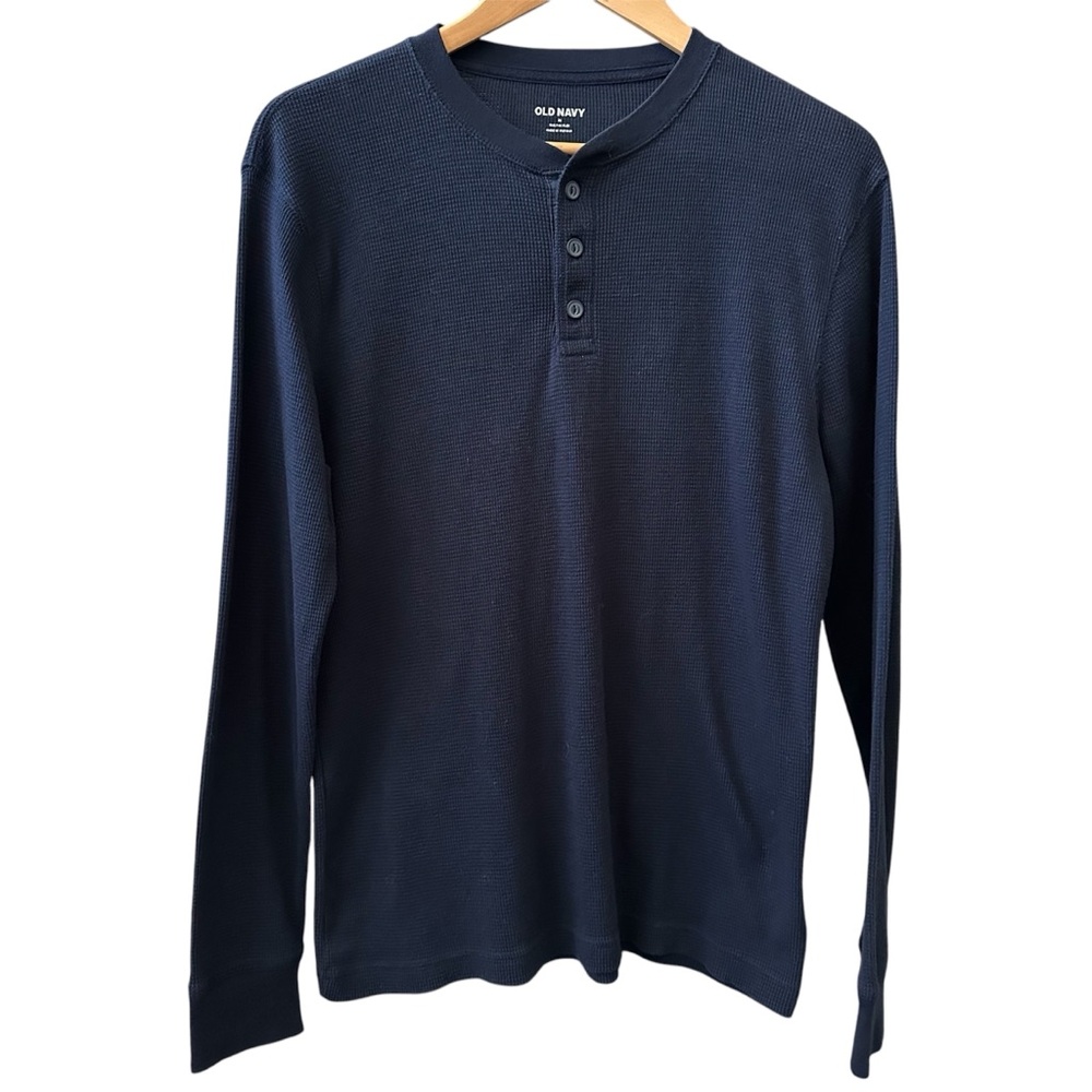 Old Navy Henley Blue Long Sleeve Medium